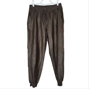 Maison D’ Amelie Paris Brown High Waist Faux‎ Leather Joggers